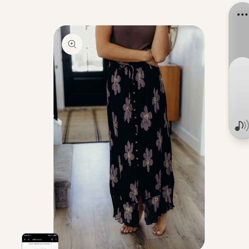Mikarose Black Maxi Skirt with Purple Floral Pattern